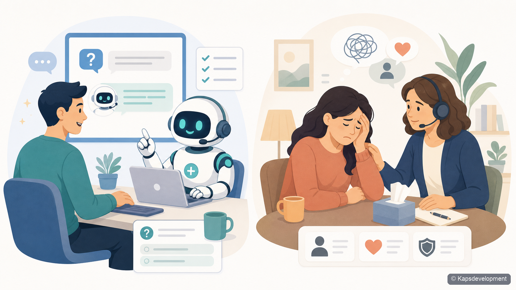 AI first response and human empathy in service desk work