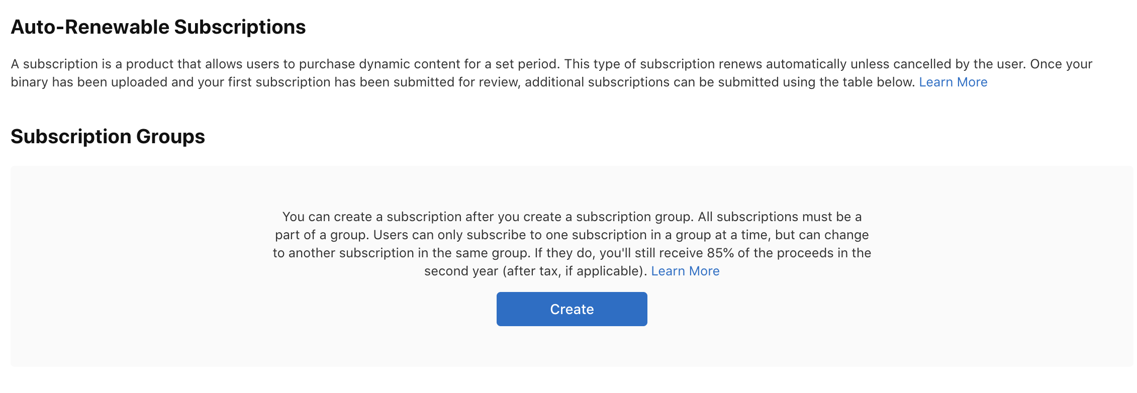App Store Connect auto-renewable subscription groups setup
