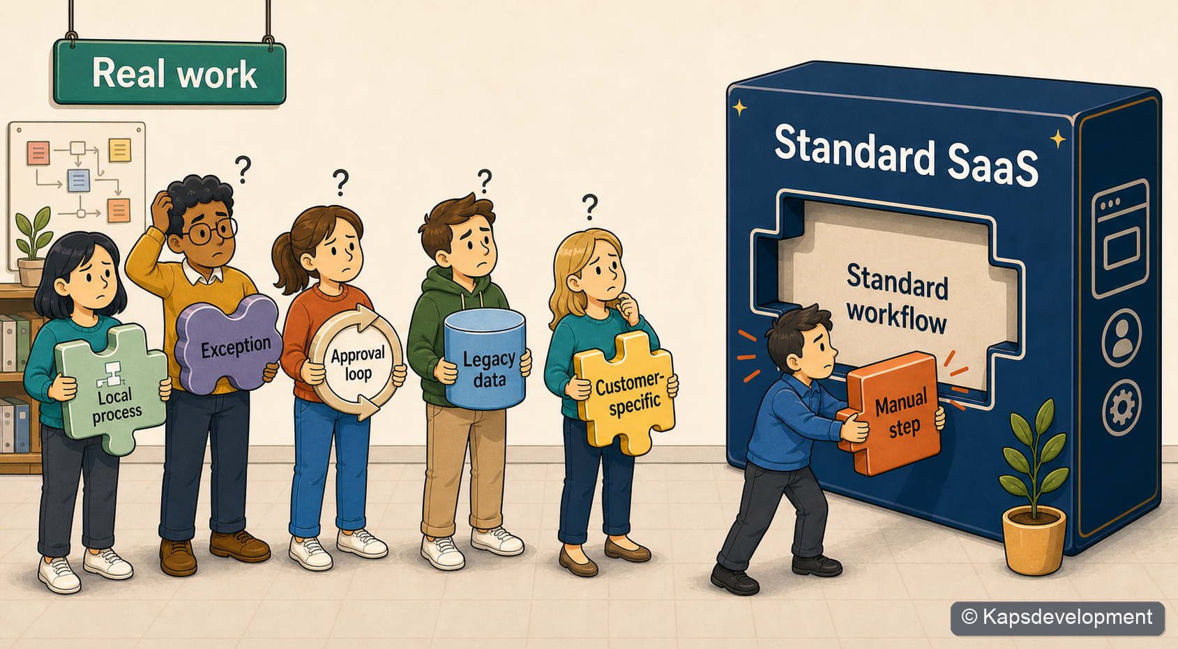 Real work does not always fit into a standardized SaaS workflow